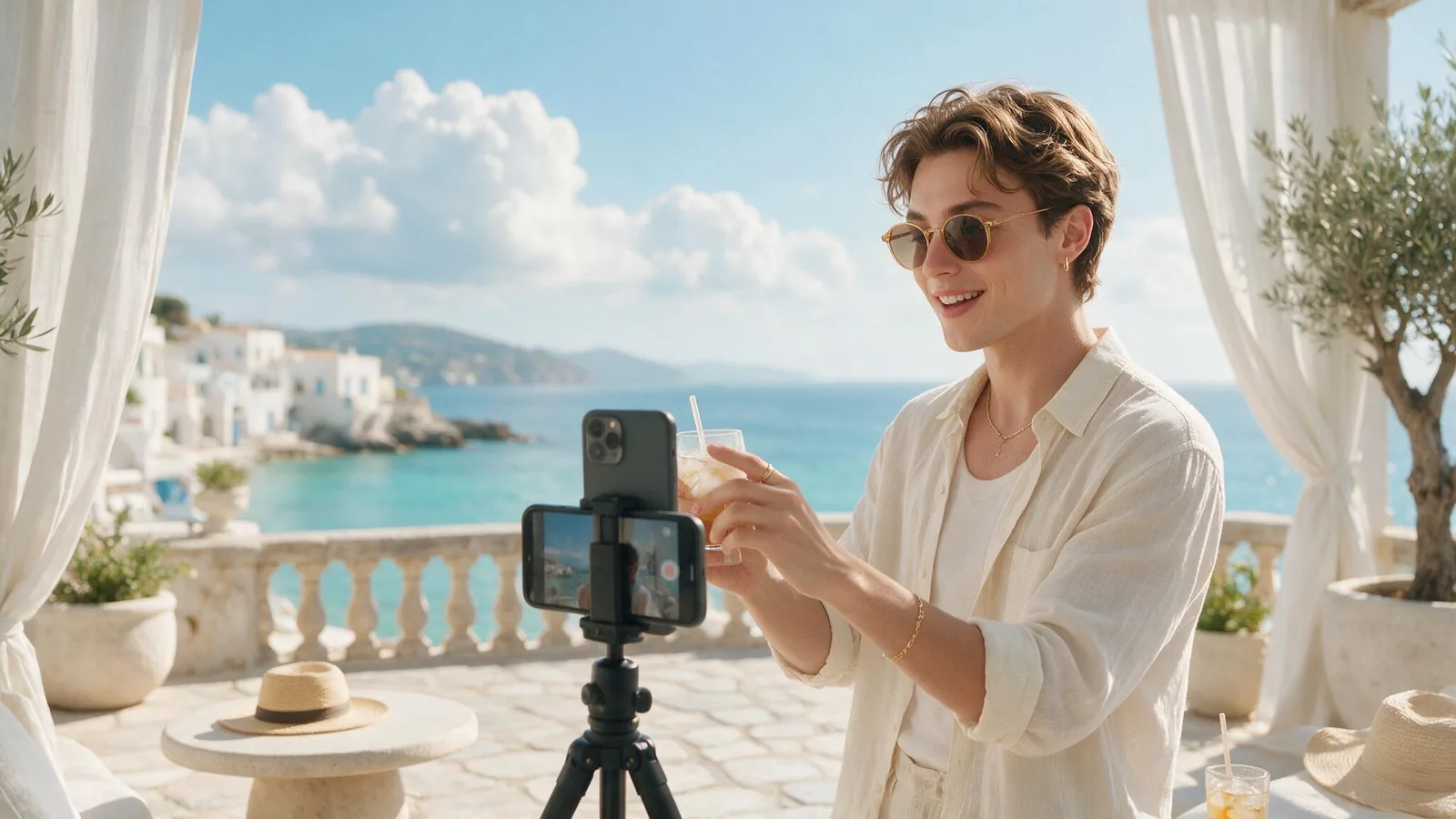 Creator filmt am Mittelmeer ein kurzes Video